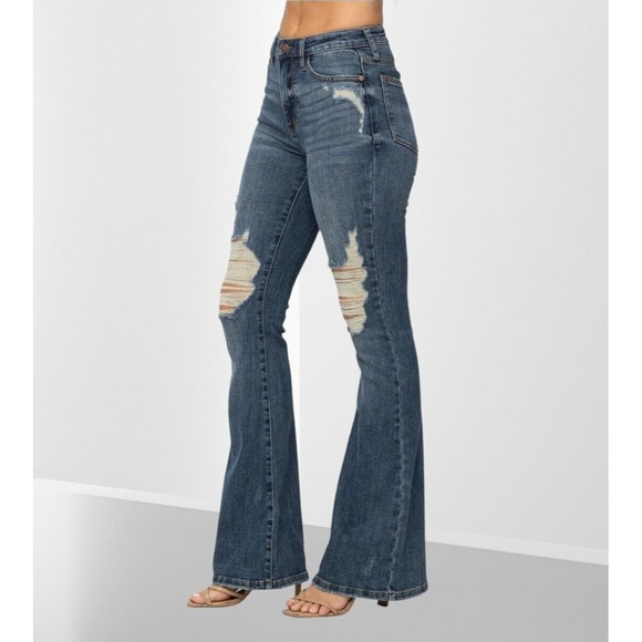 Judy Blue High Waist Flare Distressed Y2K Boot - Picture 6 of 10